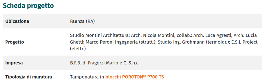 scheda tecnica - villetta unifamiliare danesi poroton P700 SP